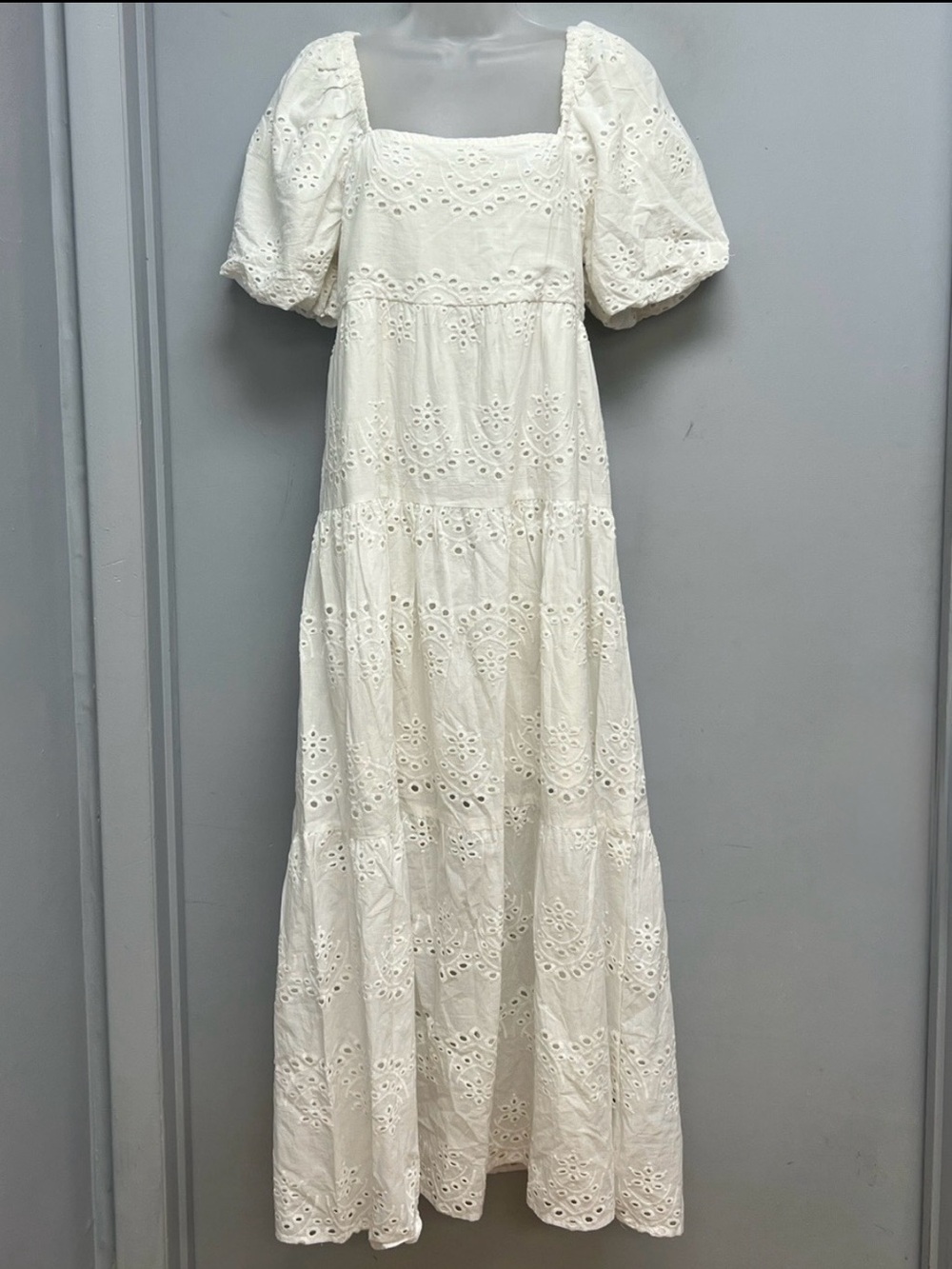 Meadow Rhodes Eyelet Maxi Cottagecore Puff Sleeve Prairie Dress